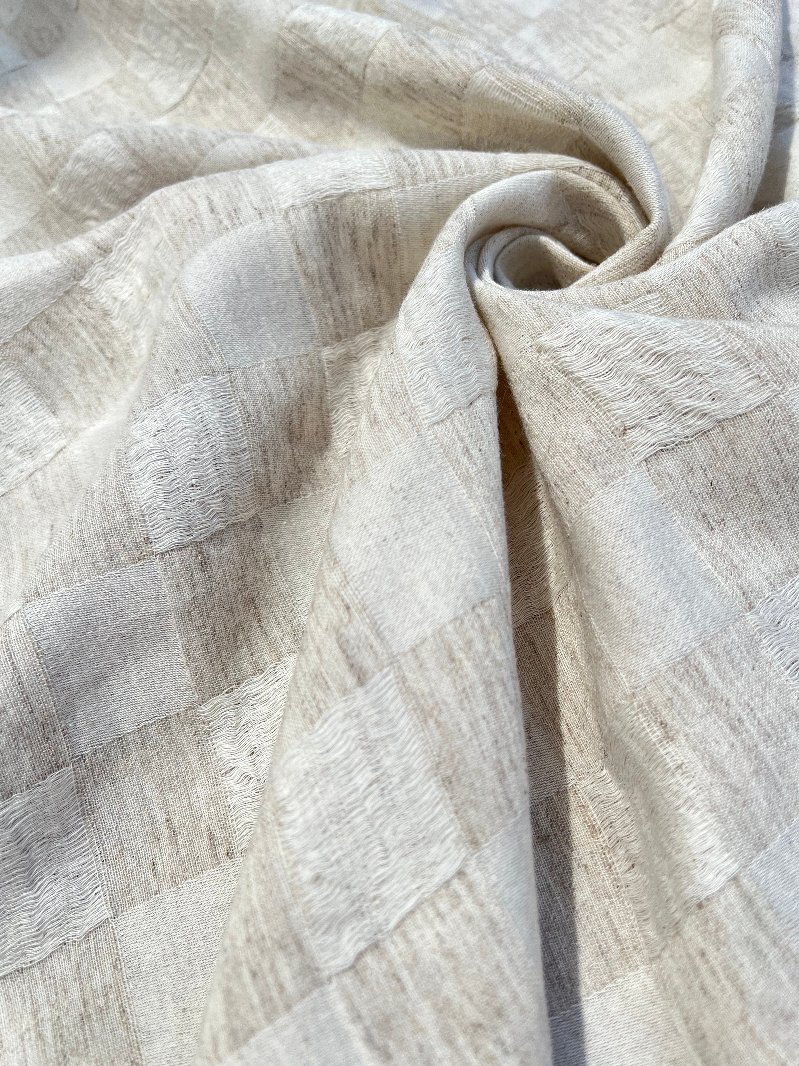 Natural Check Pattern Hemp-Cotton Fabric – 210 GSM