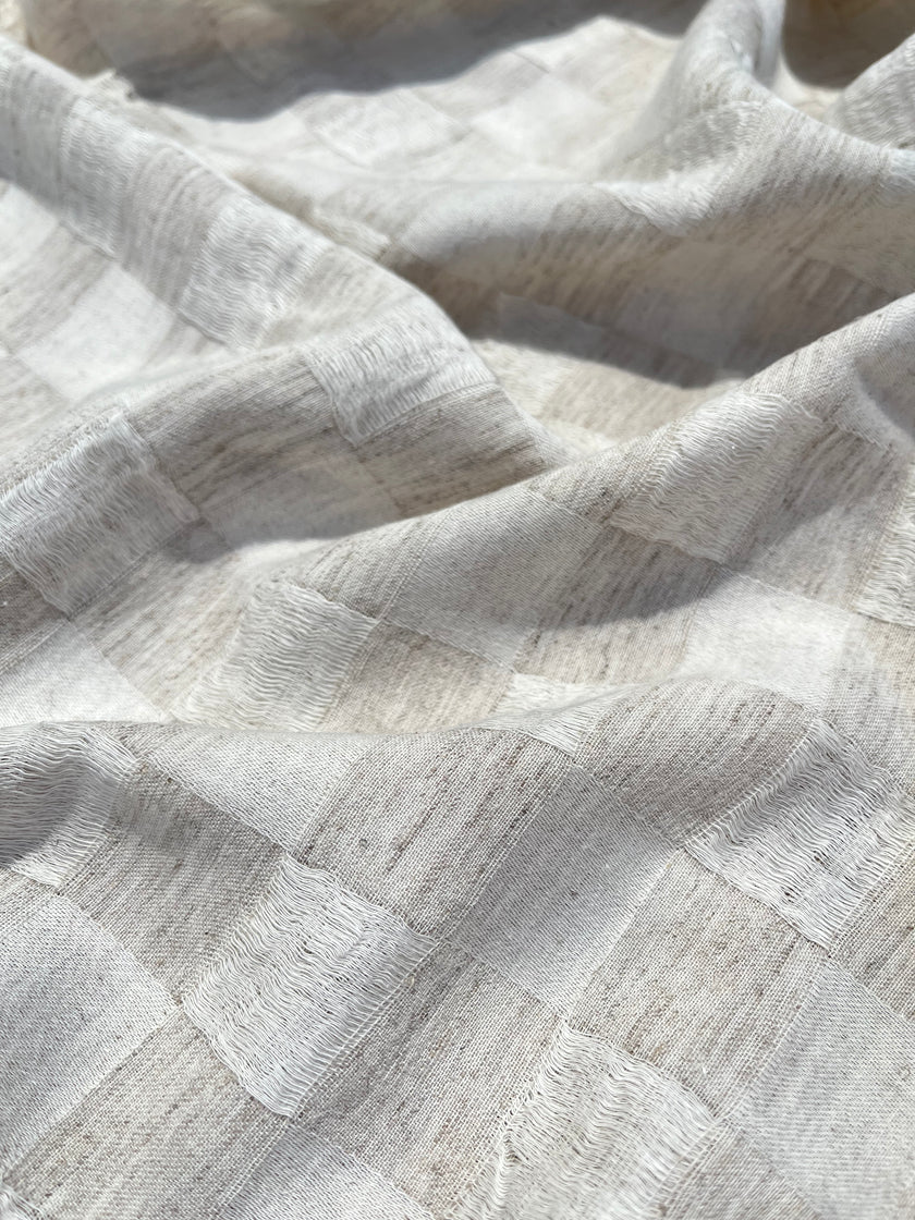 Natural Check Pattern Hemp-Cotton Fabric – 210 GSM