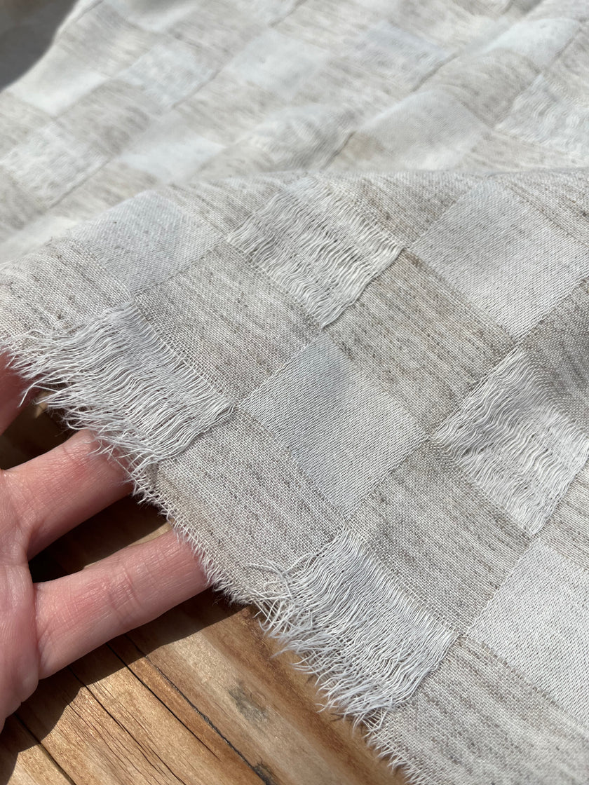 Natural Check Pattern Hemp-Cotton Fabric – 210 GSM