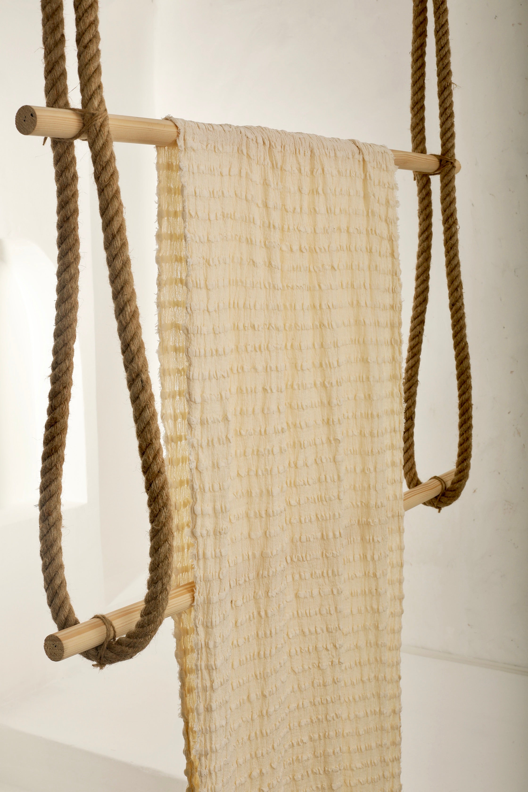 Neutral Textured Cotton Stretchy Crinkle Fabric.