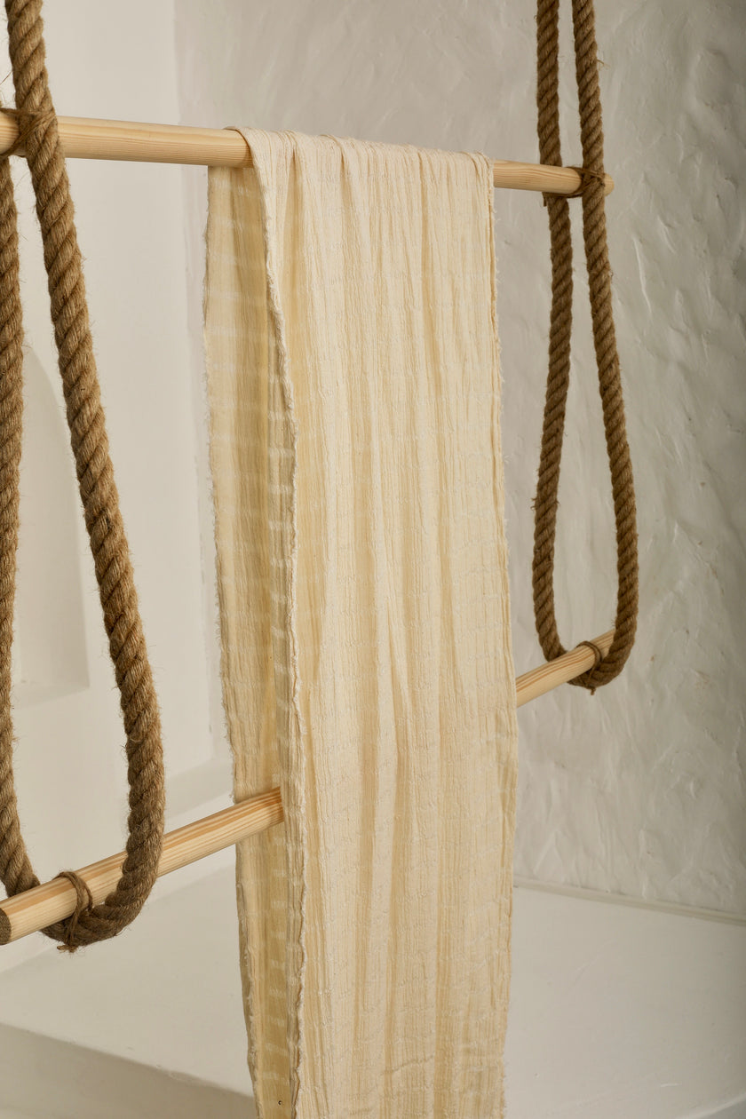 Neutral Textured Turkish Cotton Crinkle Fabric Stretchy.