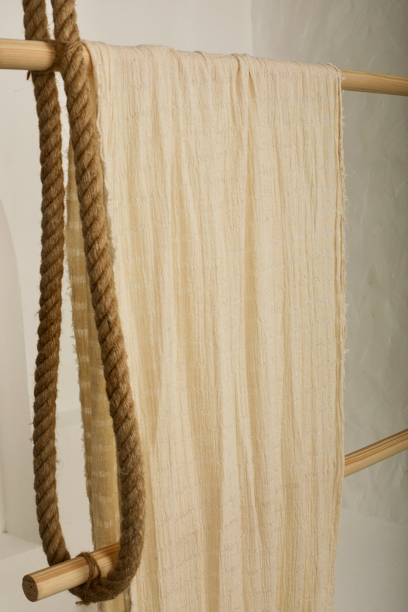 Neutral Textured Turkish Cotton Crinkle Fabric Stretchy.