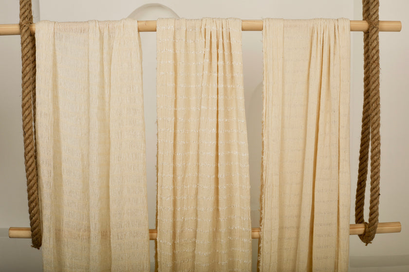 Neutral Textured Turkish Cotton Crinkle Fabric Stretchy.