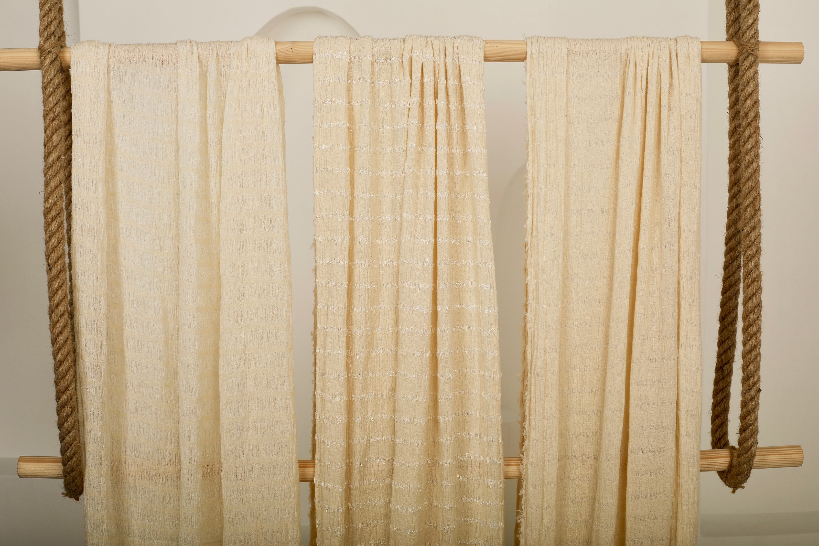 Undyed Textured Cotton Crinkle Fabric Gauze, Sheer & Stretchy.
