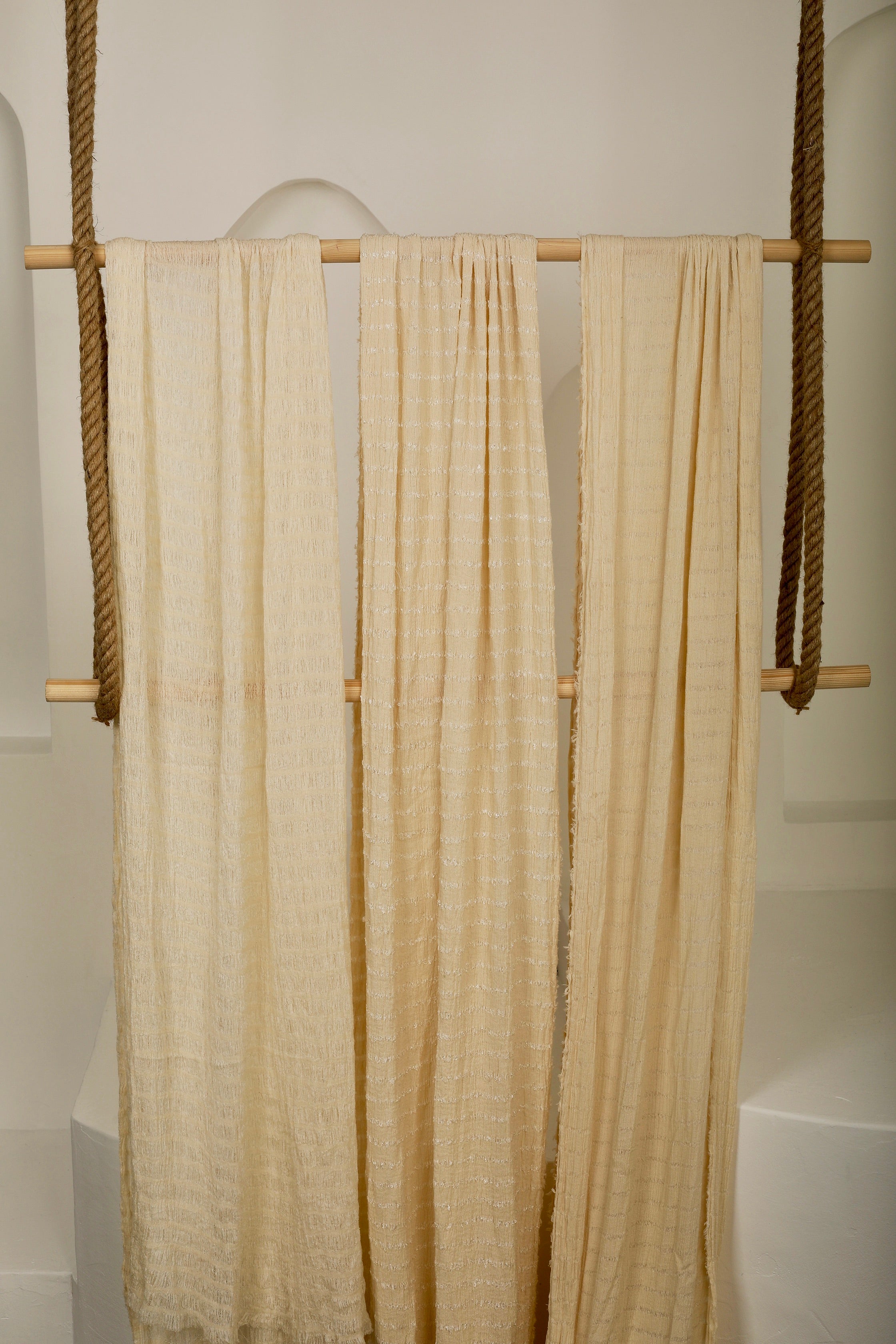 Undyed Textured Cotton Crinkle Fabric Gauze, Sheer & Stretchy.
