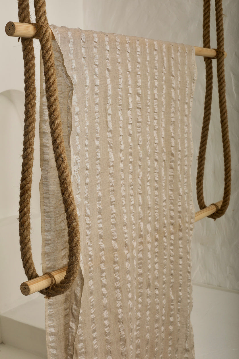Linen Silk Blend Striped Fabric.