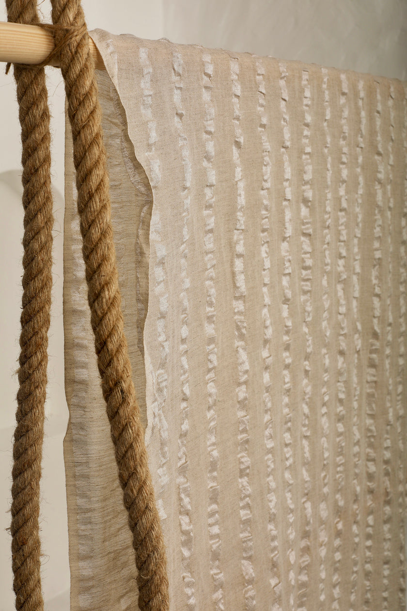 Linen Silk Blend Striped Fabric.