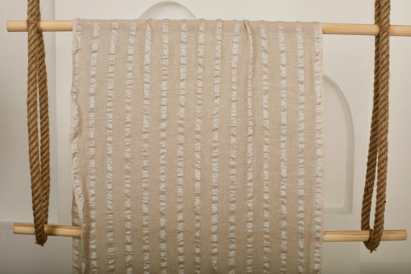Linen Silk Blend Striped Fabric.