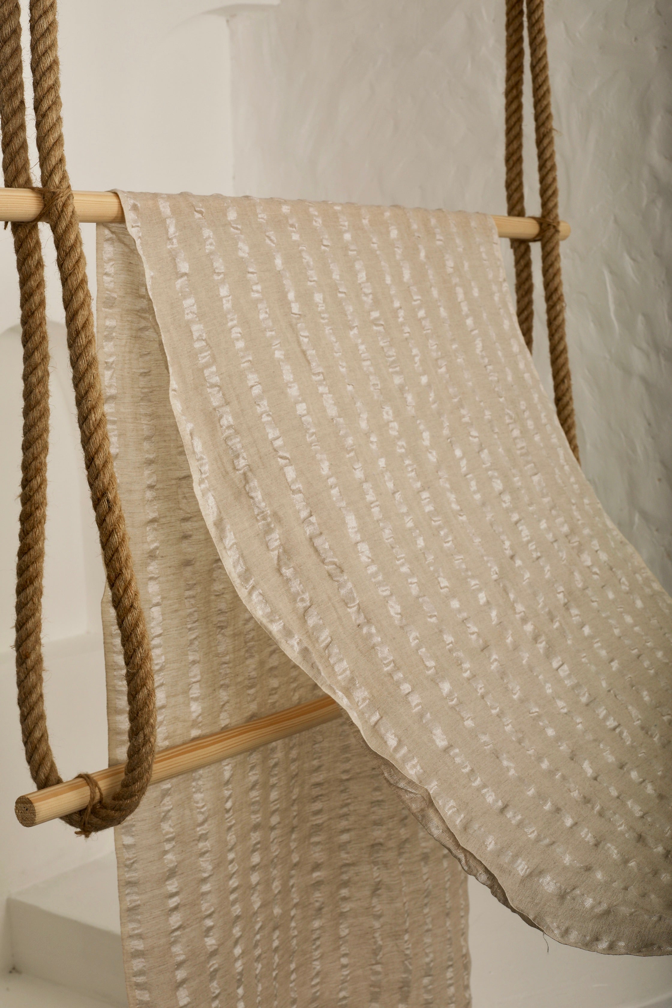 Linen Silk Blend Striped Fabric.