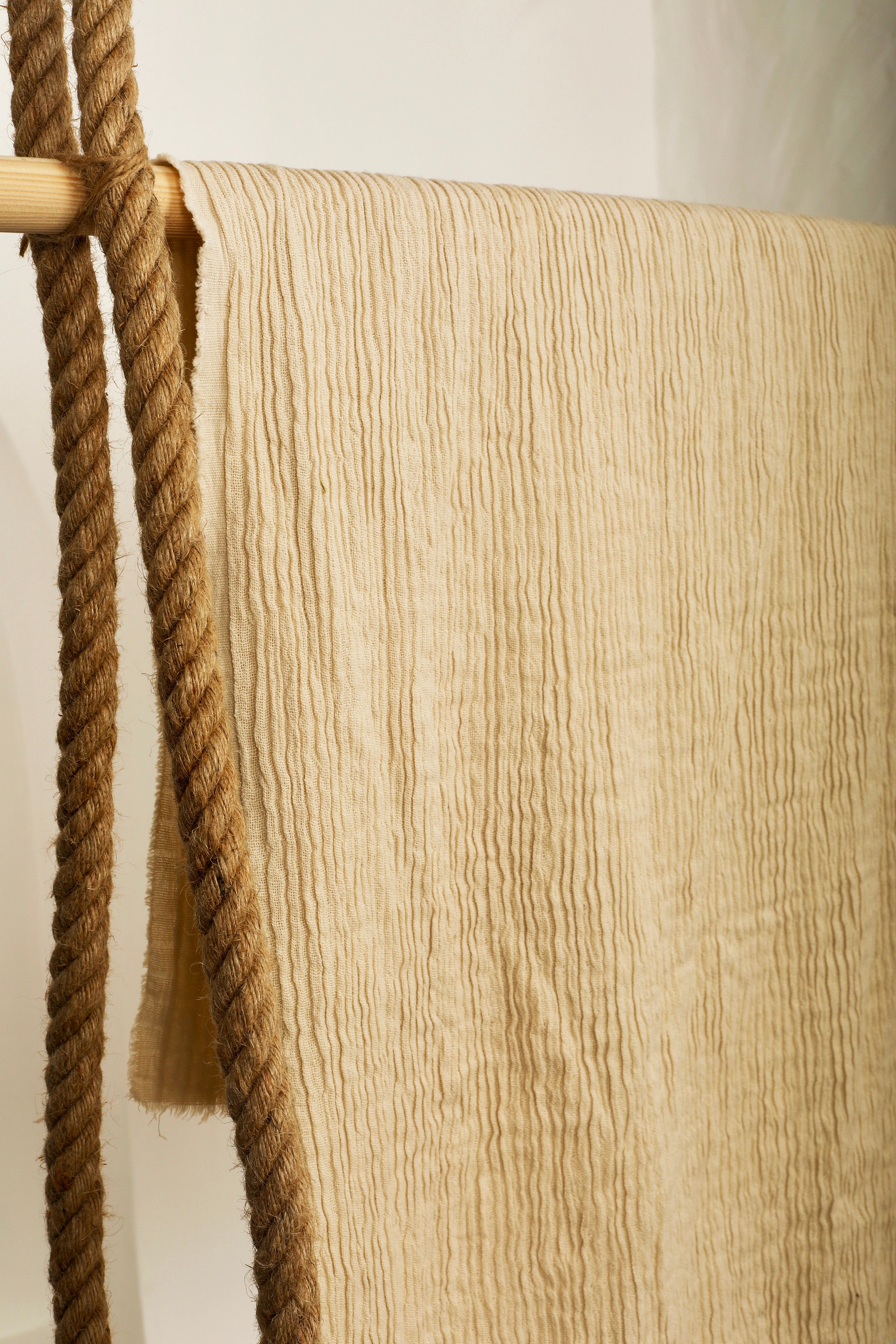 Thick Double-Face Ribbed Organic Cotton Fabric – Undyed Natural.