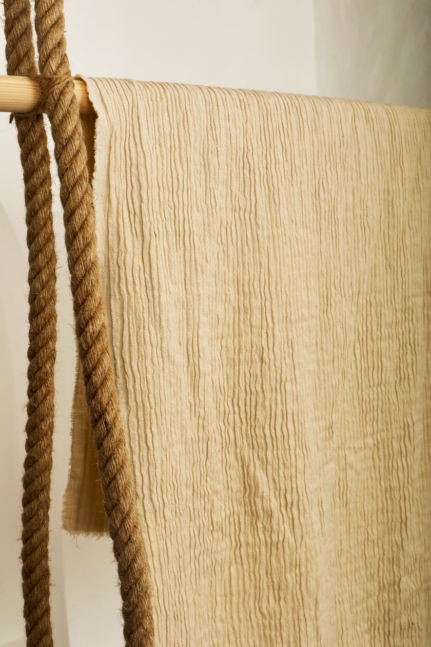 Thick Double-Face Ribbed Organic Cotton Fabric – Undyed Natural.