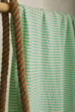 Mint Green Striped Neutral Organic Cotton Fabric By The Meter.