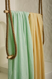 Mint Green Striped Neutral Organic Cotton Fabric By The Meter.