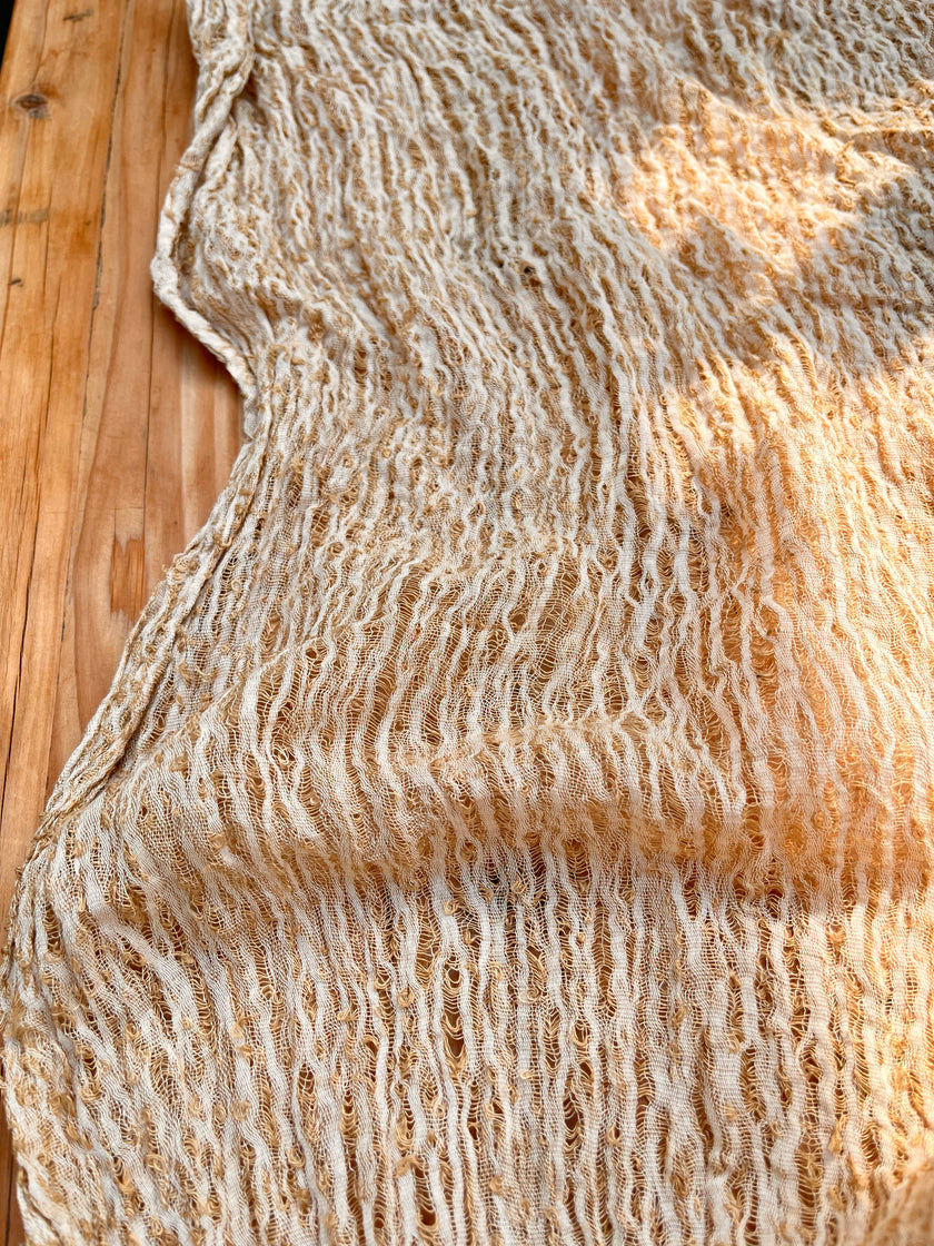 Camel Unique Natural Sheer, Textured Cotton Linen Mix Special Fabrics.