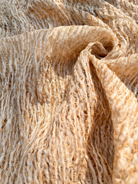 Camel Unique Natural Sheer, Textured Cotton Linen Mix Special Fabrics.