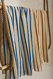 Herringbone Striped Neutral Organic Cotton Double Face Fabric By The Meter.
