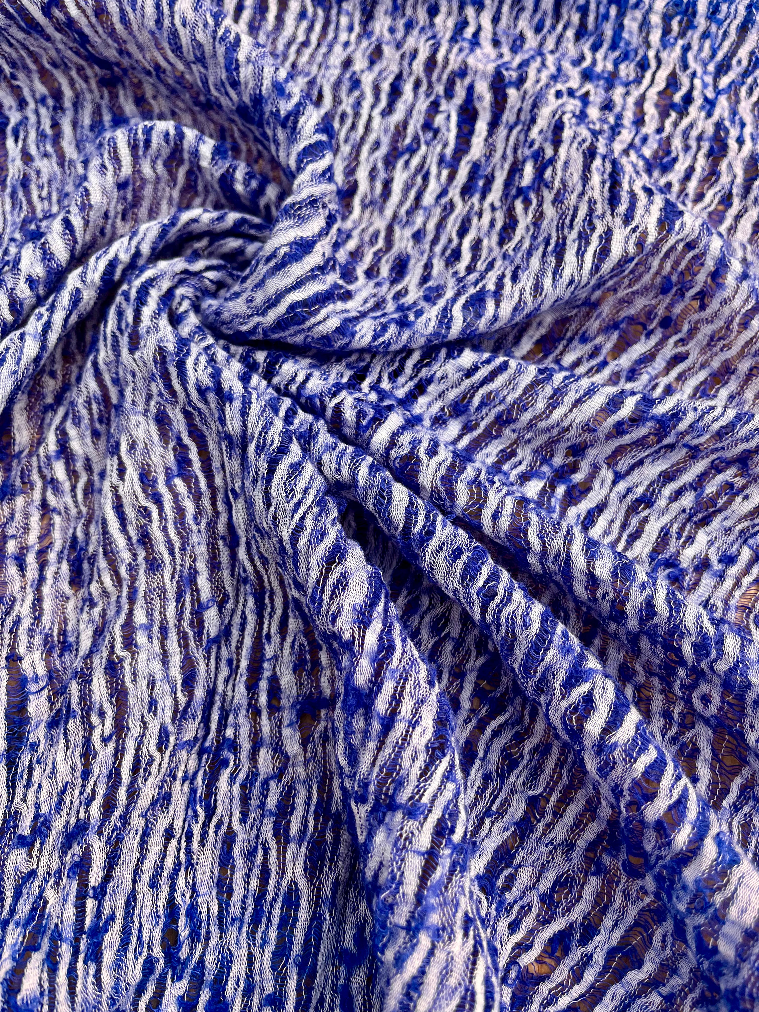 Blue Unique Natural Fabrics: Funky, Sheer, and Textured Cotton Linen.