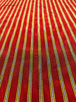 Red - Yellow Stripes Silk Fabric, Moire Silk Fabric, Silk By The Yard. Watermark Pattern.