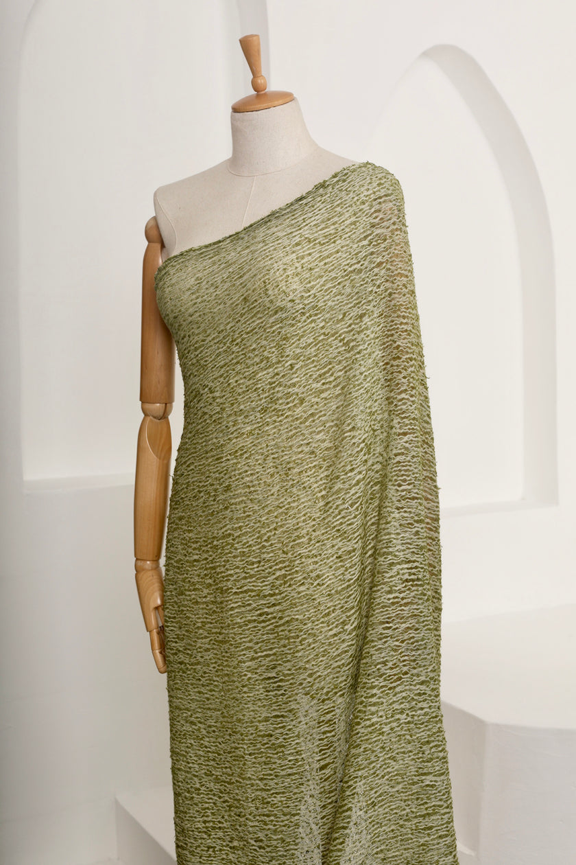 Green Textured Linen Fabric By The Yard Natural Fabrics.