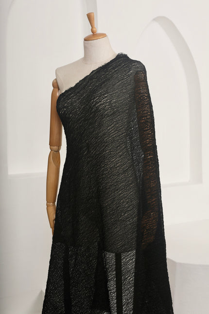 Black Textured Linen Fabric By The Yard Natural Fabrics.