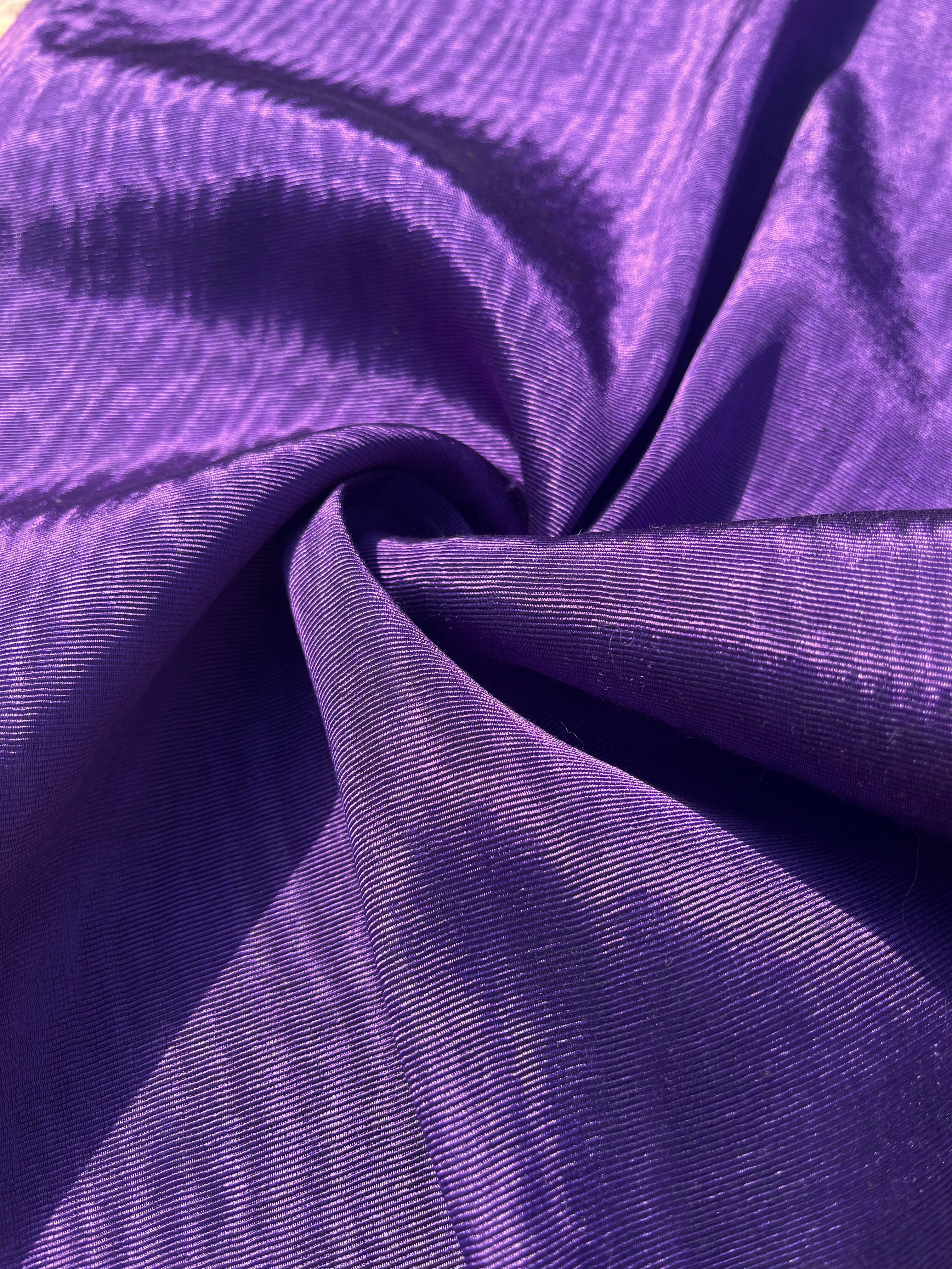 Purple Colour Silk Moire Home Textile Interior Fabrics, Watermark Pattern.