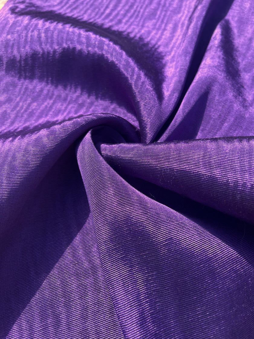 Purple Colour Silk Moire Home Textile Interior Fabrics, Watermark Pattern.