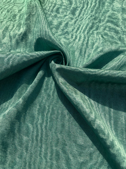 Green Colour Silk Moire Home Textile Interior Fabrics, Watermark Pattern.