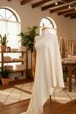 Neutral Textured Cotton Stretchy Crinkle Fabric.