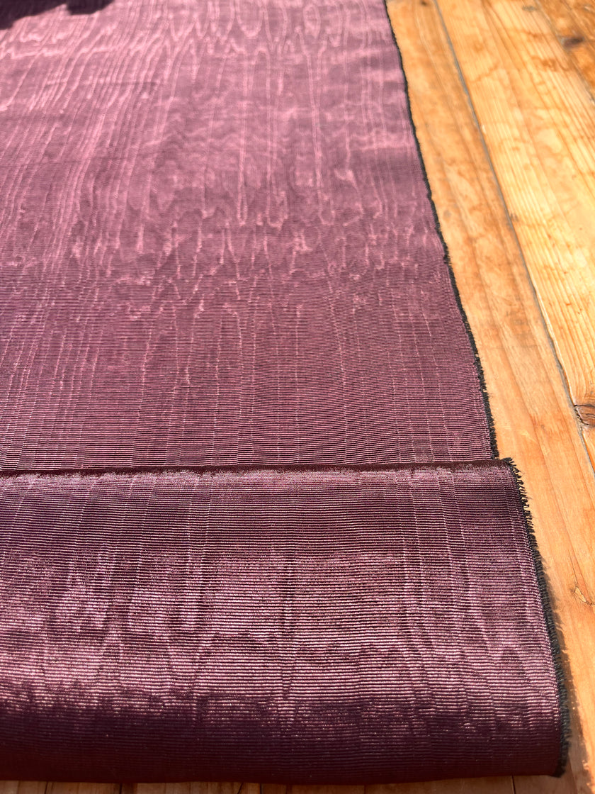 Damson Colour Silk Moire Home Textile Interior Fabrics, Watermark Pattern.