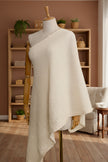 Neutral Stretchy Crinkle Cotton Fabric, Textured Surface,Off White Ivory Cotton Fabric, Light Weight.