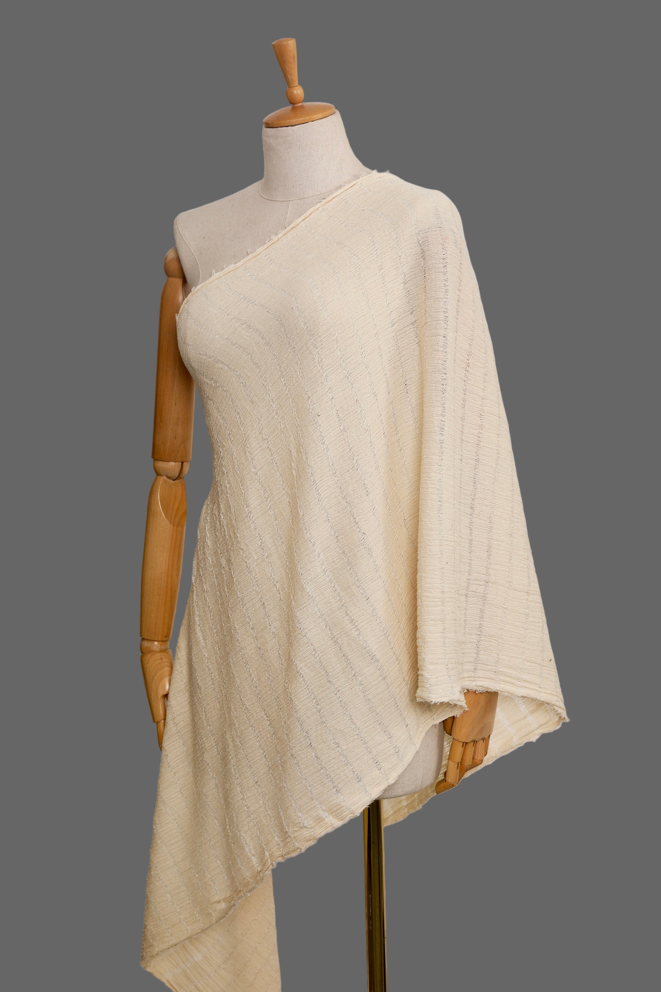 Neutral Textured Turkish Cotton Crinkle Fabric Stretchy.