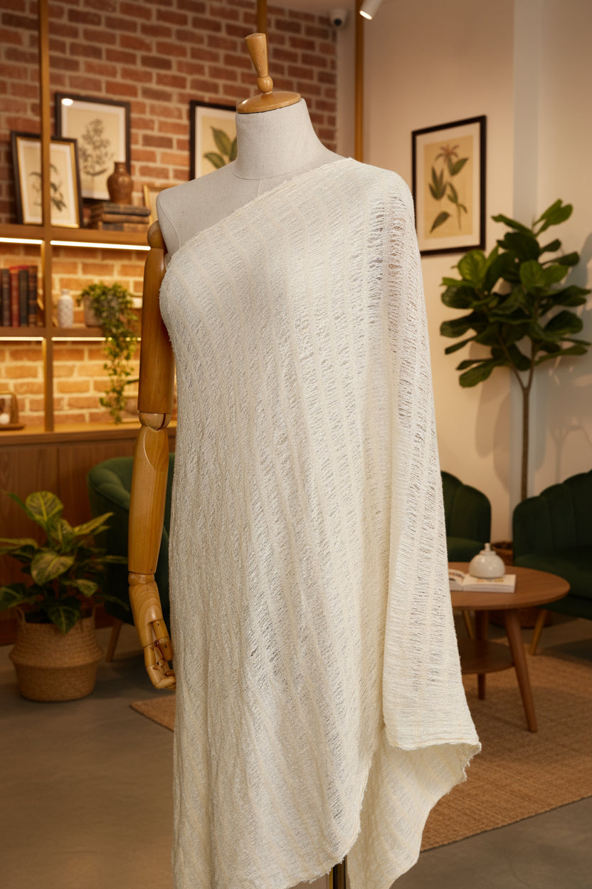 Undyed Textured Cotton Crinkle Fabric Gauze, Sheer & Stretchy.