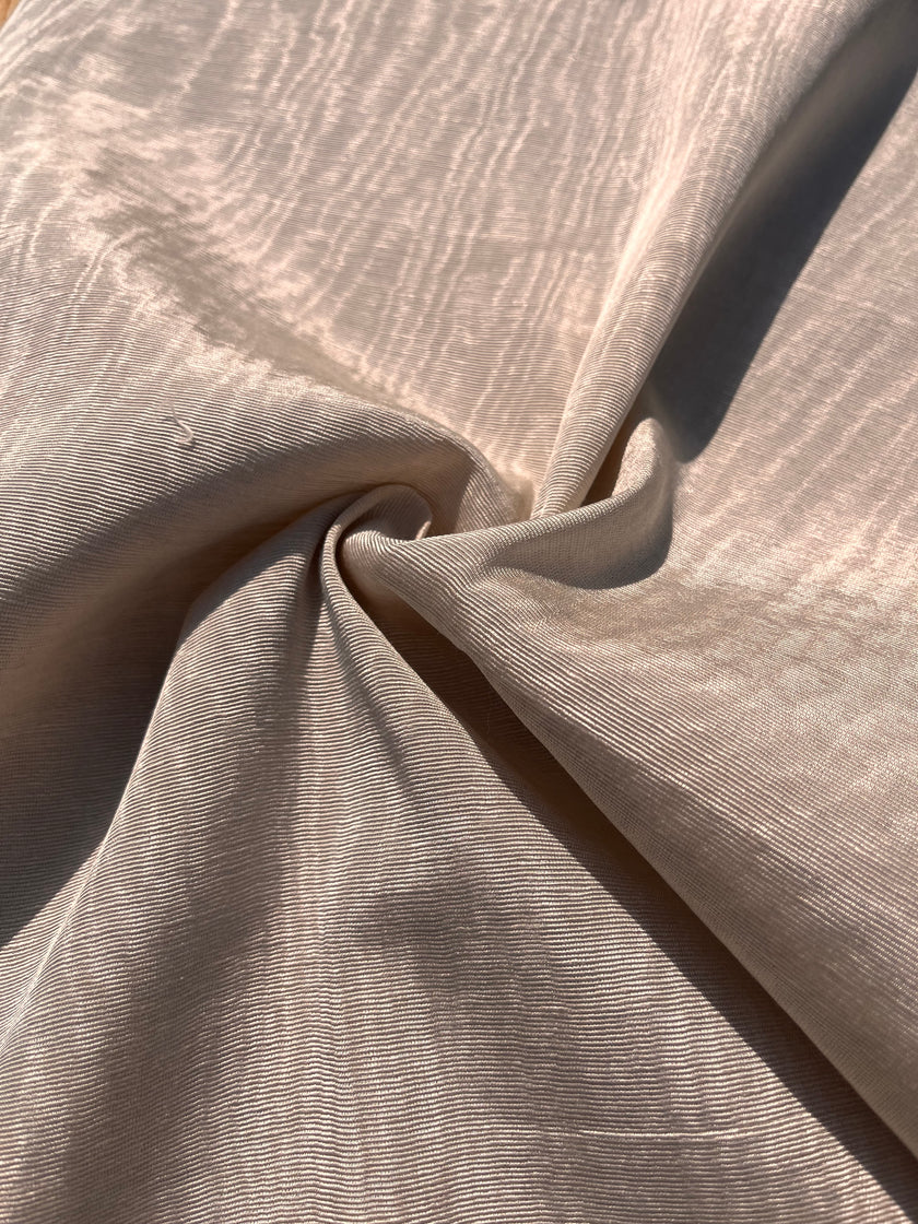 Sand Beige Colour Silk Moire Home Textile Interior Fabrics, Watermark Pattern.