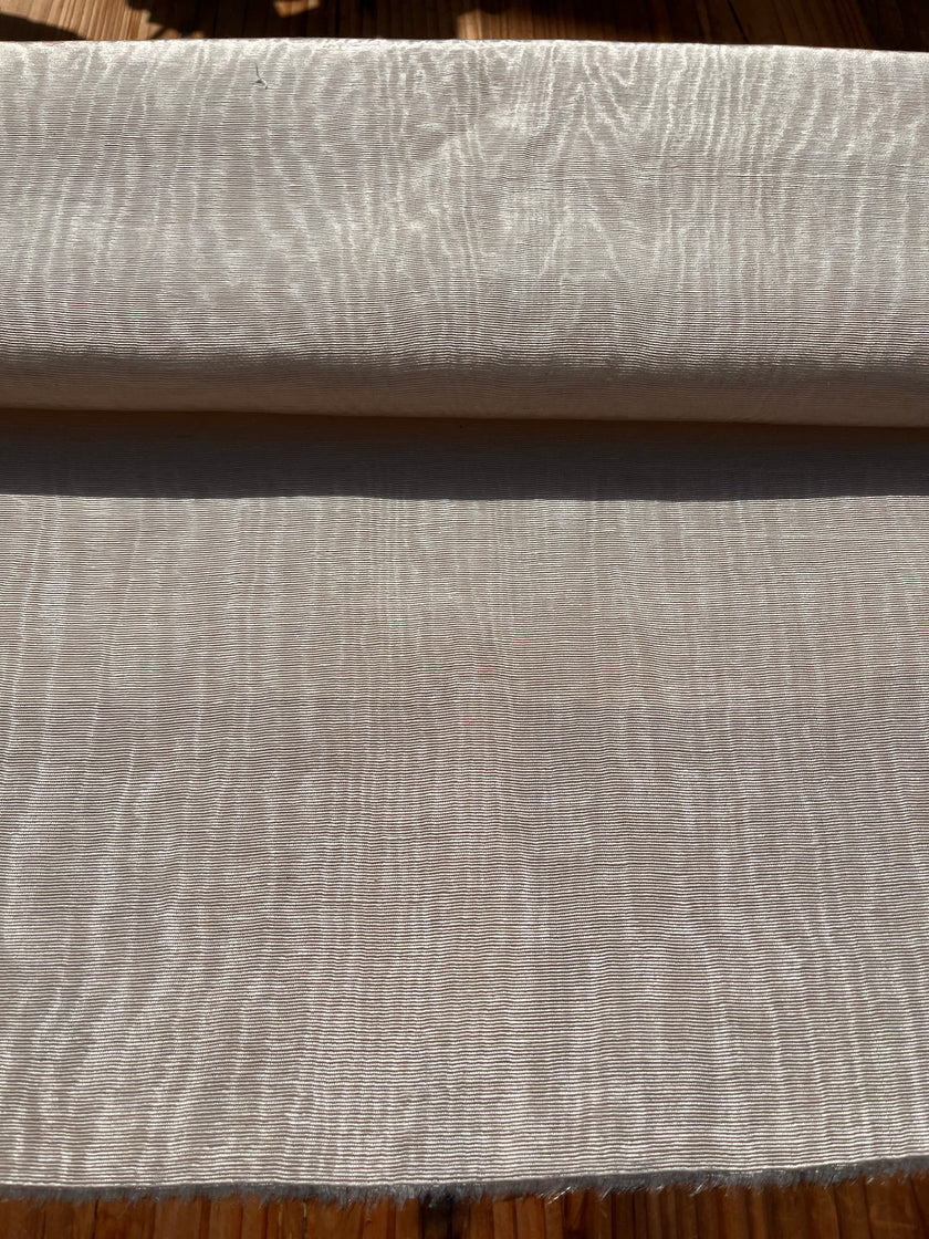 Sand Beige Colour Silk Moire Home Textile Interior Fabrics, Watermark Pattern.