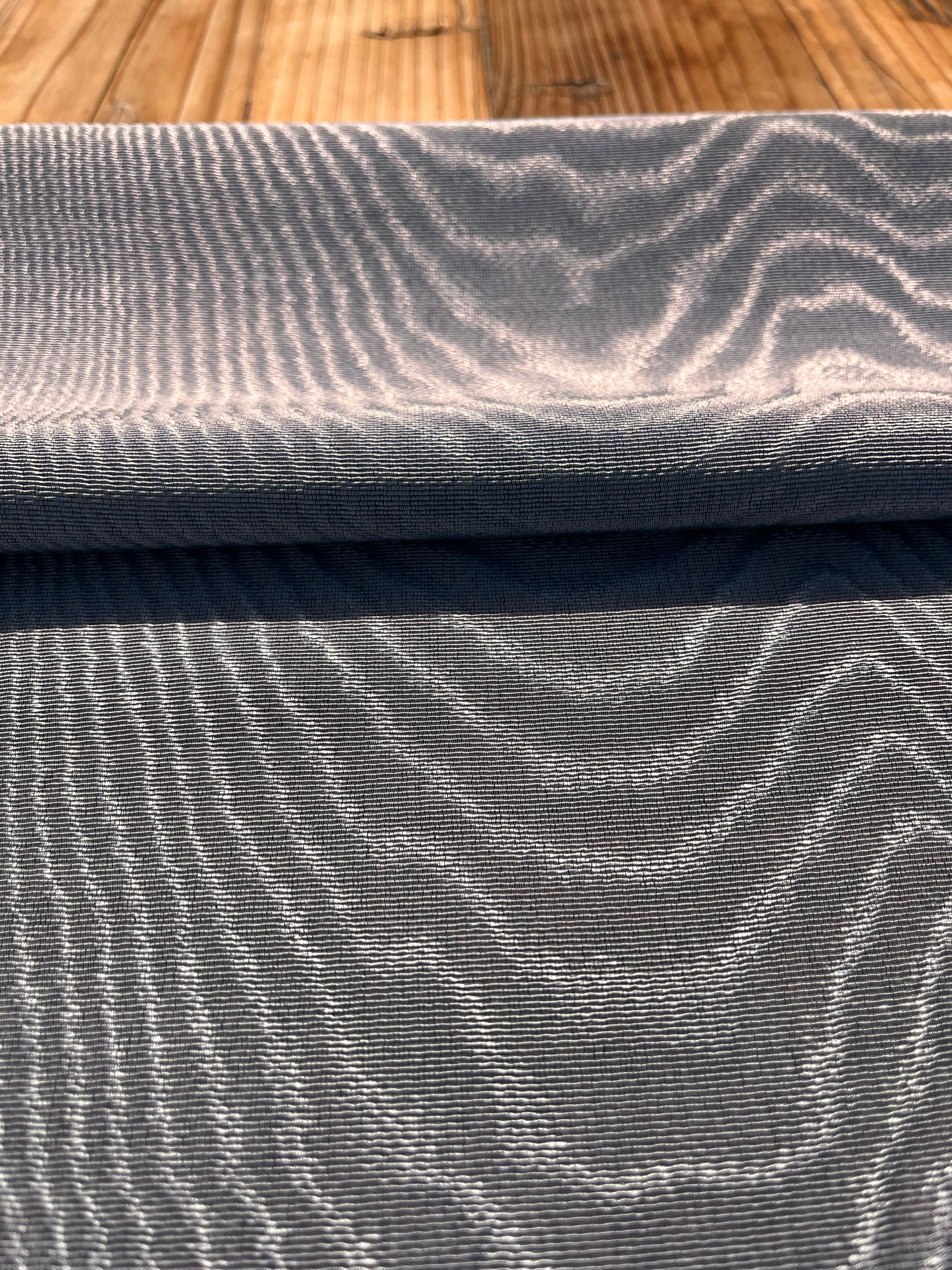 Pastel Blue Colour Silk Moire Home Textile Interior Fabrics, Watermark Pattern.