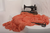 Orange Natural Sheer, Textured Cotton Linen Mix Special Fabrics.