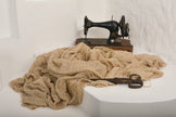 Camel Unique Natural Sheer, Textured Cotton Linen Mix Special Fabrics.