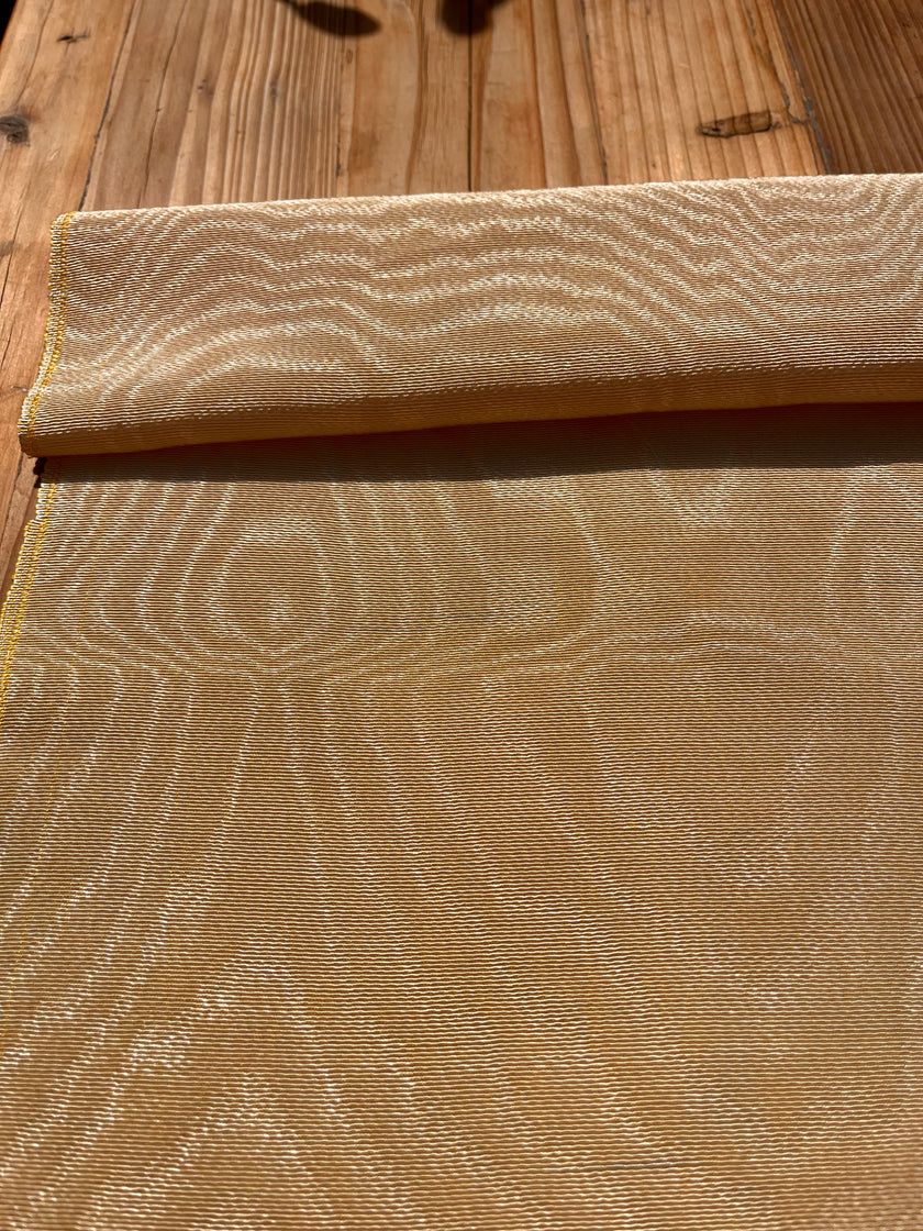 Yellow Silk Fabric, Moire Silk Fabric, Silk By The Yard. Watermark Pattern.