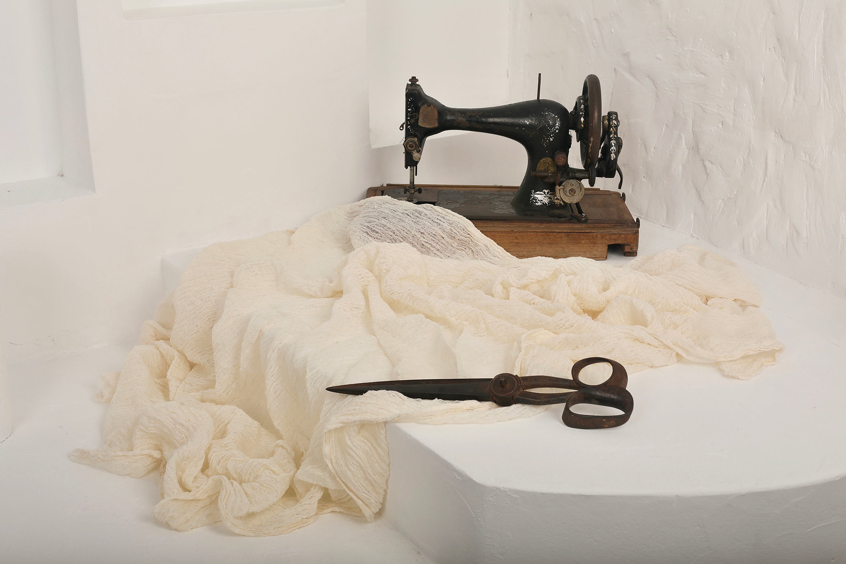 Unbleached, Ivory White Textured Linen Fabric By The Yard Natural Fabrics.