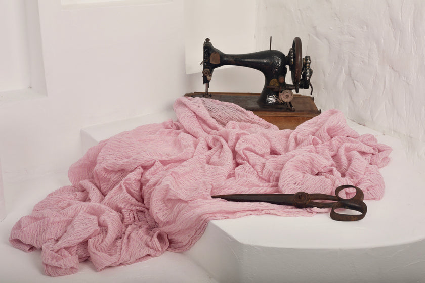 Lilac Pink Textured Linen Fabric By The Yard Natural Fabrics.
