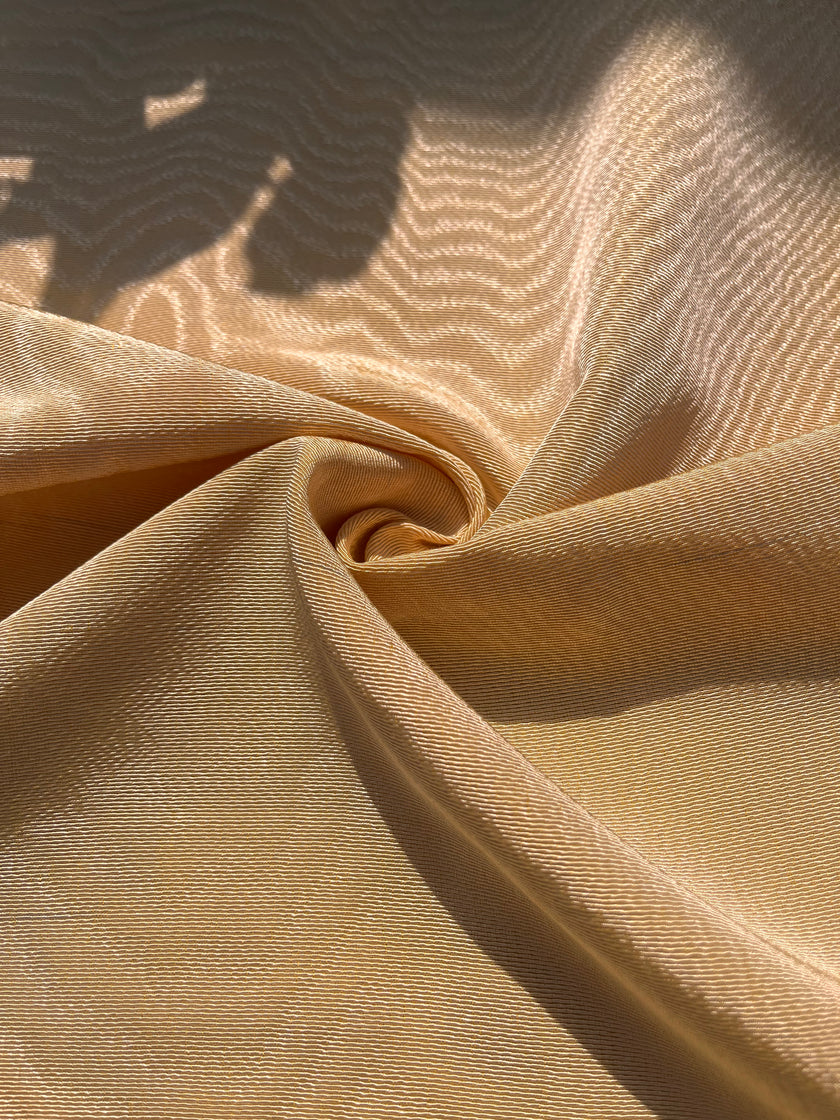 Yellow Silk Fabric, Moire Silk Fabric, Silk By The Yard. Watermark Pattern.