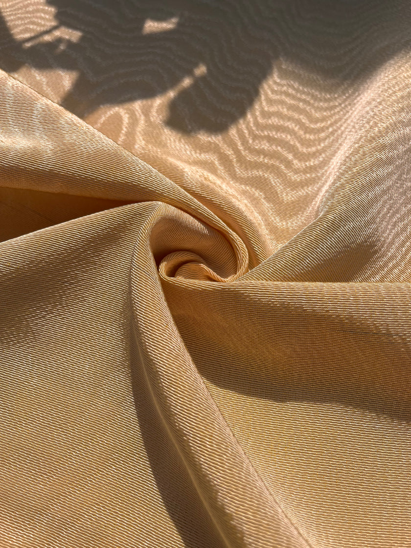 Yellow Silk Fabric, Moire Silk Fabric, Silk By The Yard. Watermark Pattern.