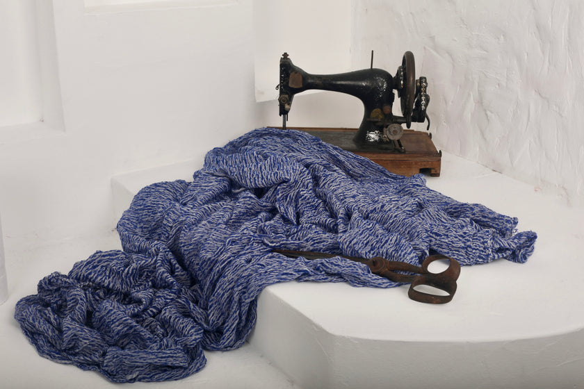 Blue Unique Natural Fabrics: Funky, Sheer, and Textured Cotton Linen.