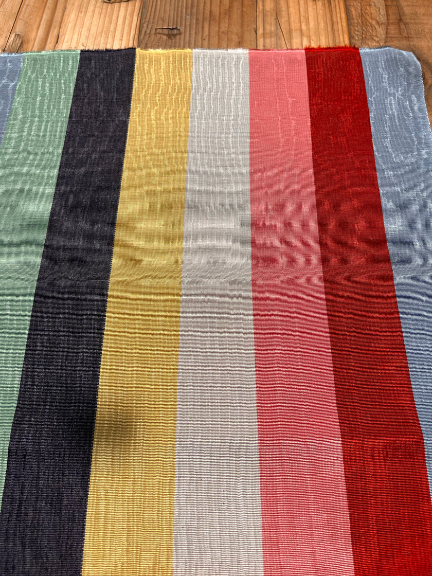 Rainbow Striped Colour Silk Moire Home Textile Interior Fabrics, Watermark Pattern.