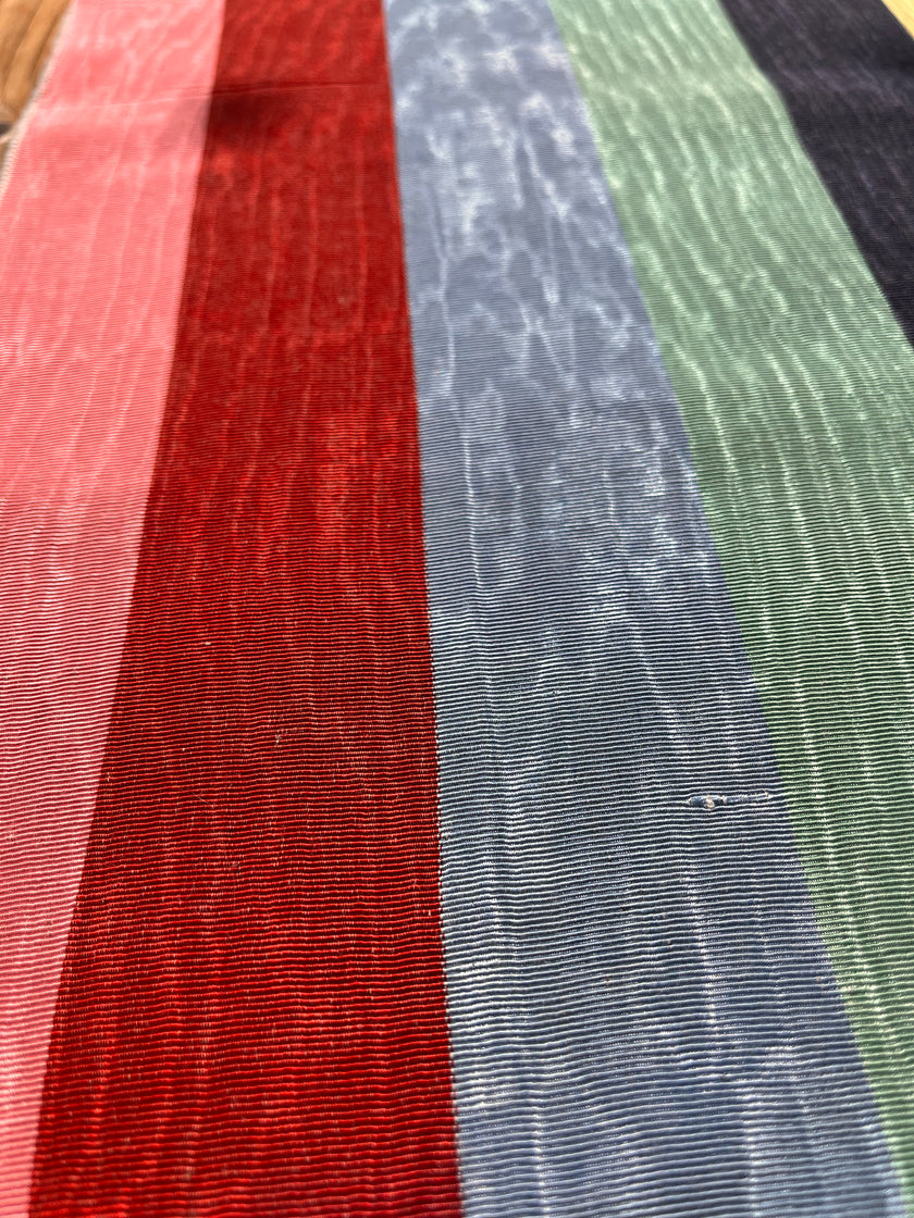 Rainbow Striped Colour Silk Moire Home Textile Interior Fabrics, Watermark Pattern.