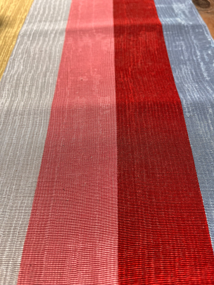 Rainbow Striped Colour Silk Moire Home Textile Interior Fabrics, Watermark Pattern.