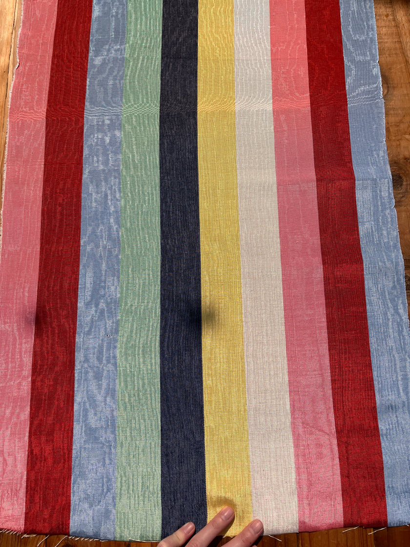 Rainbow Striped Colour Silk Moire Home Textile Interior Fabrics, Watermark Pattern.