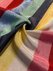 Rainbow Striped Colour Silk Moire Home Textile Interior Fabrics, Watermark Pattern.