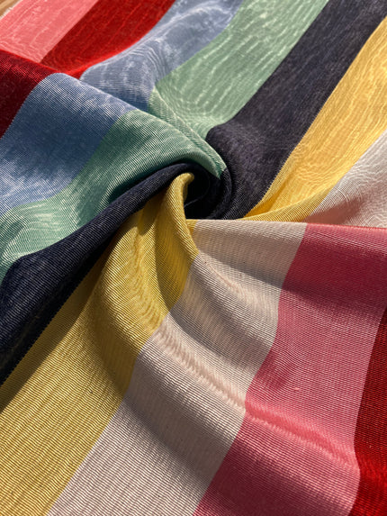 Rainbow Striped Colour Silk Moire Home Textile Interior Fabrics, Watermark Pattern.
