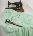 Mint Green Striped Neutral Organic Cotton Fabric By The Meter.